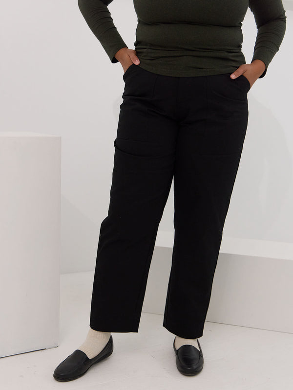 BLACK COTTON TAYLOR PANT