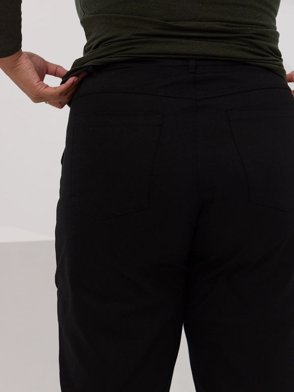 BLACK COTTON TAYLOR PANT