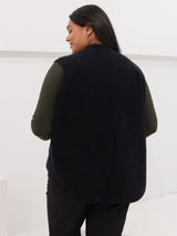 Free Label black reversible organic cotton vest with pockets. Utility vest. PLus size