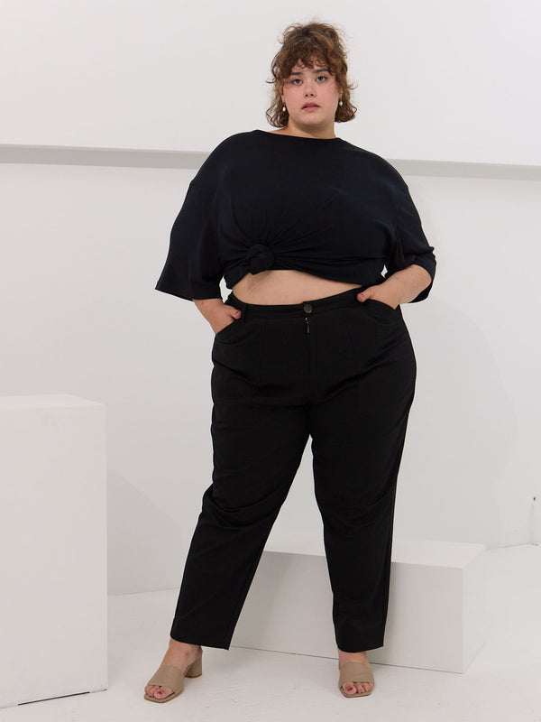 curve friendly utility pant. Non stretch straight leg pants made in canada. size inclusive