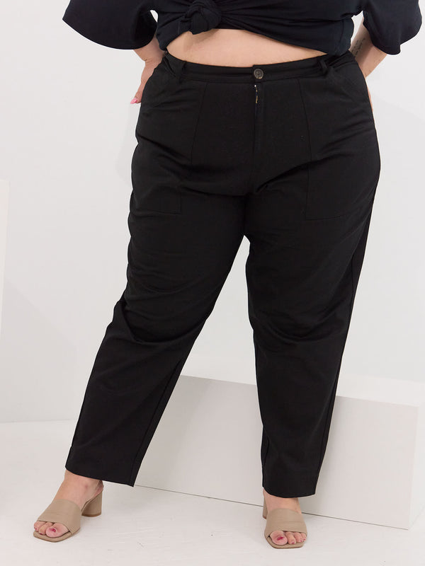 curve friendly utility pant. Non stretch straight leg pants made in canada. size inclusive