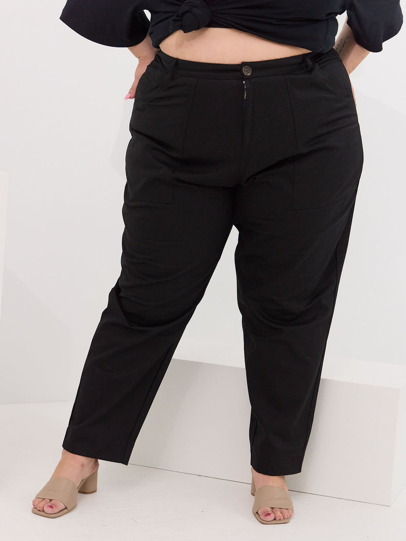 curve friendly utility pant. Non stretch straight leg pants made in canada. size inclusive