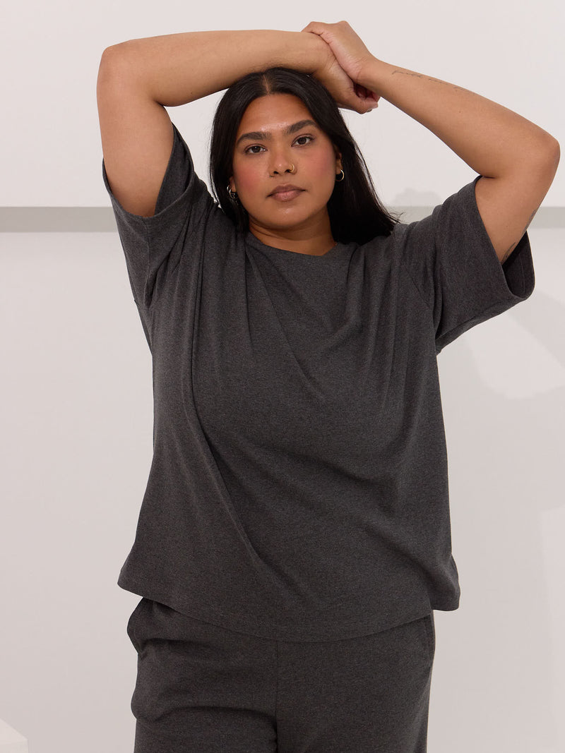 The perfect oversized tee cotton made in canada grey