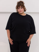 The perfect oversized tee cotton plus size black