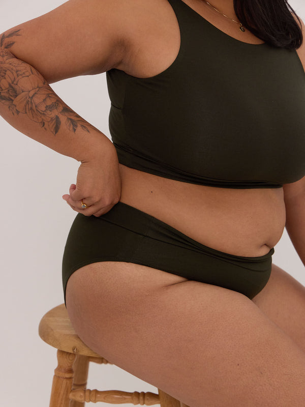 Nori dark green kimmie undie made in canada bamboo underwear