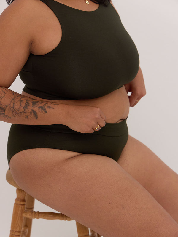 Nori dark green kimmie undie made in canada bamboo underwear