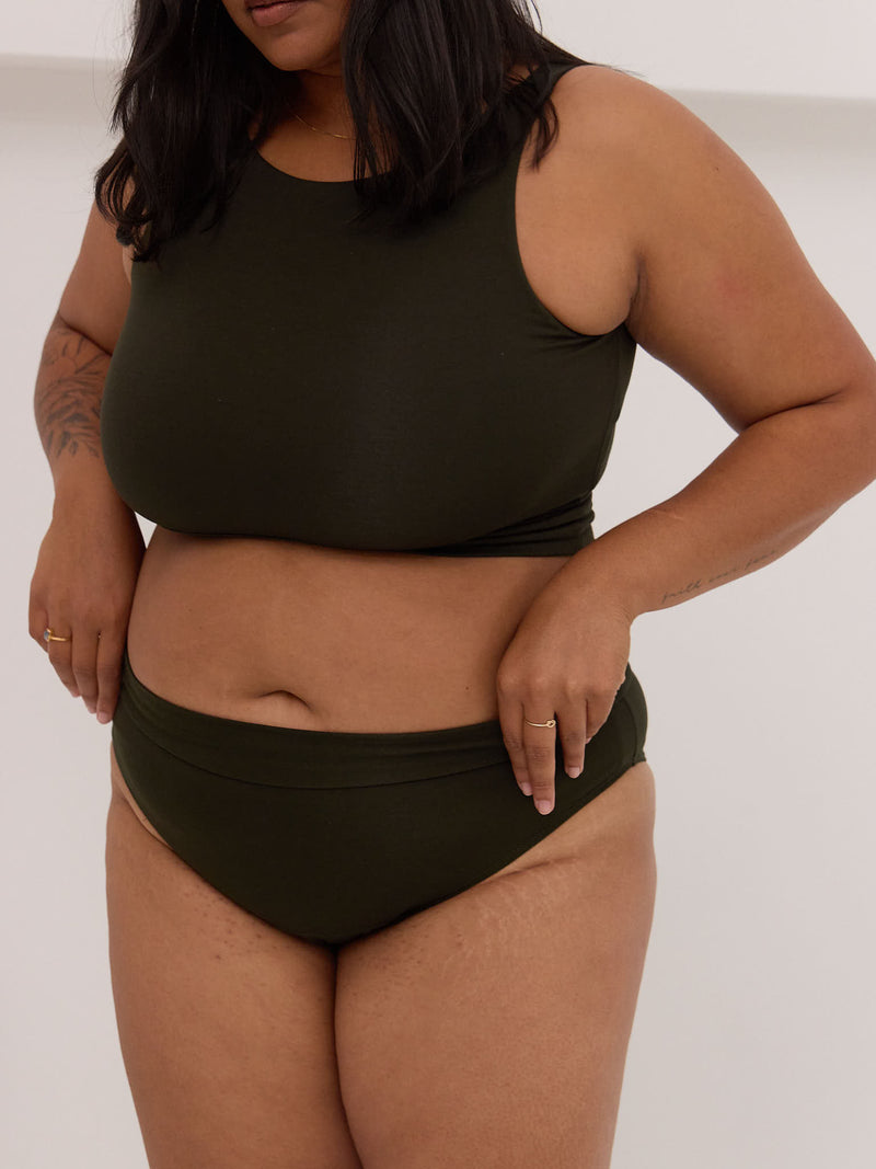 Nori dark green kimmie undie made in canada bamboo underwear