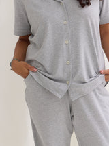 sustainable canadian made lyocell pajama pants, matching grey pjs