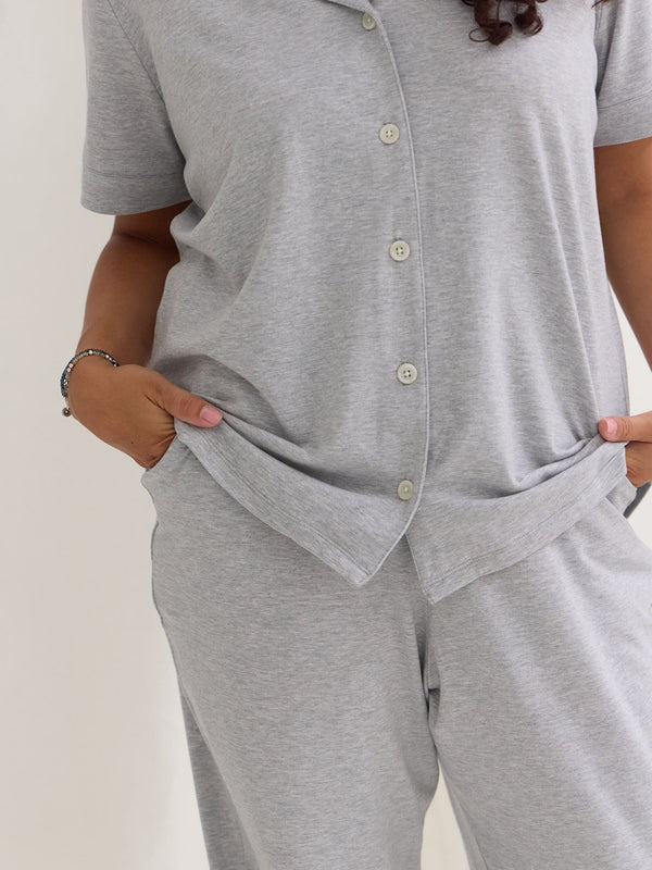 sustainable canadian made lyocell pajama pants, matching grey pjs