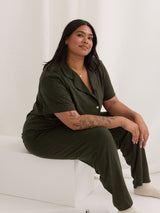 sustainable lyocell pjs, green plus size pajamas, made in canada