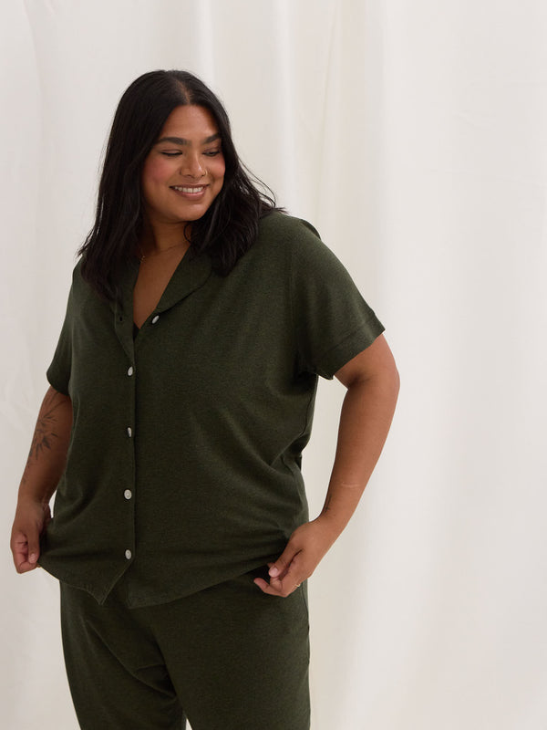 sustainable lyocell pjs, green plus size pajamas, made in canada