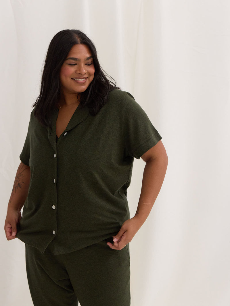 sustainable lyocell pjs, green plus size pajamas, made in canada