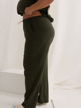 sustainable canadian made lyocell pajama pants, matching green pjs