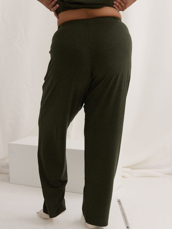 sustainable canadian made lyocell pajama pants, matching green pjs