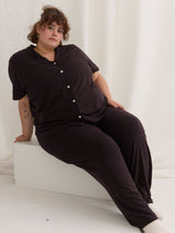 sustainable lyocell pjs, brown plus size pajamas, made in canada