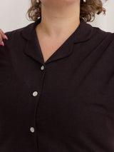 sustainable lyocell pjs, brown plus size pajamas, made in canada