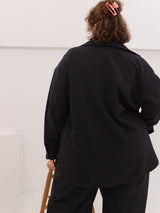 Free Label black button up shirt with pockets organic plus size