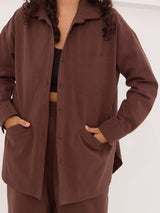 Free Label Cora shacket brown organic cotton button up