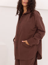 Free Label Cora shacket brown organic cotton button up