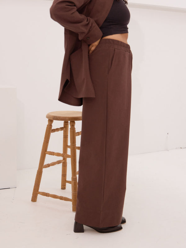 Free Label Loretta Pant brown organic cotton wide leg pant