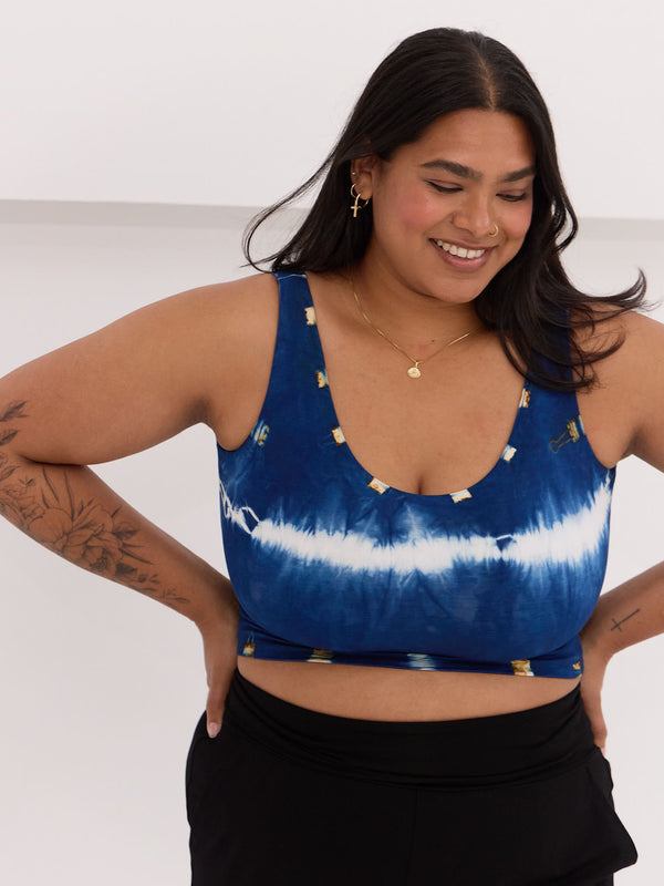 Natural Indigo Dye Bralette, one of a kind wearable art, made in canada