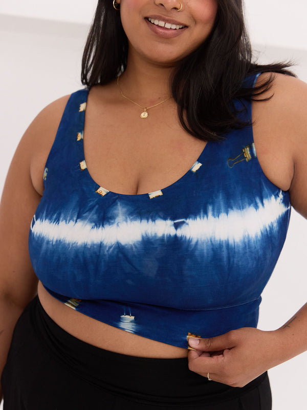 Natural Indigo Dye Bralette, one of a kind wearable art, made in canada