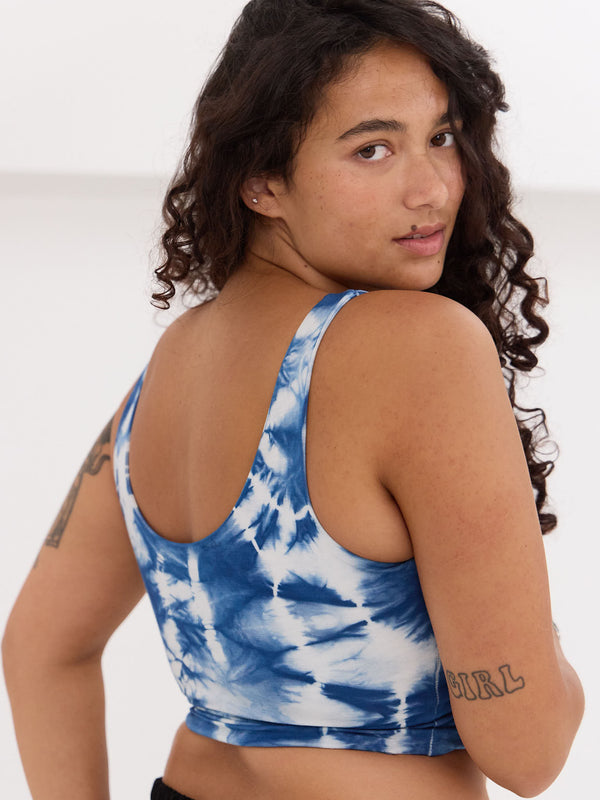 Natural Indigo Dye Bralette, one of a kind wearable art, made in canada