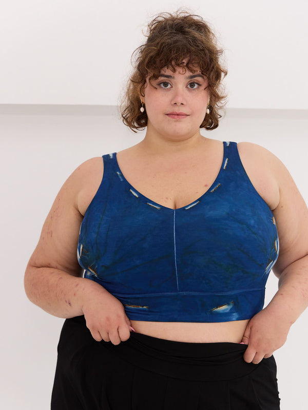 Natural Indigo Dye Bralette, one of a kind wearable art, made in canada