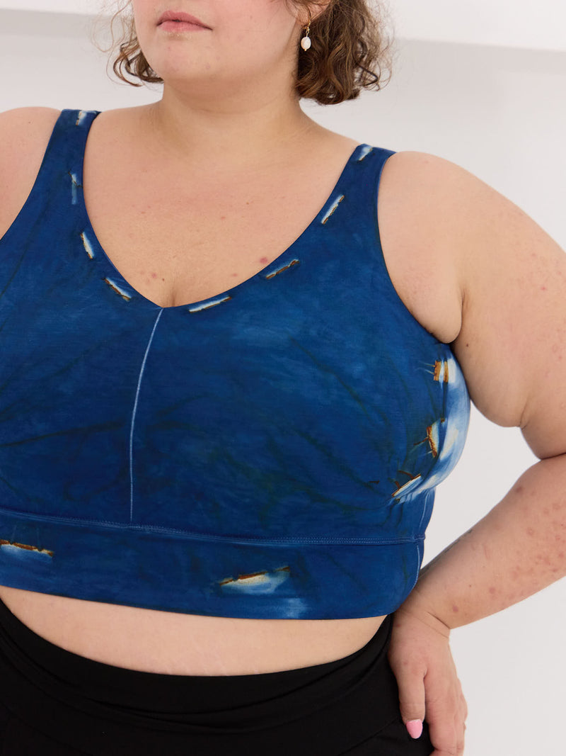 Natural Indigo Dye Bralette, one of a kind wearable art, made in canada