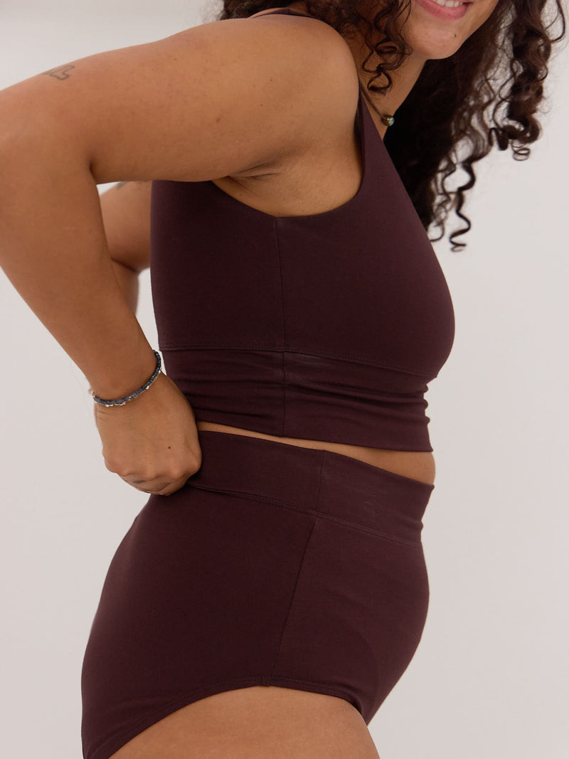 Dark red cherry cola high rise bamboo underwear made in canada