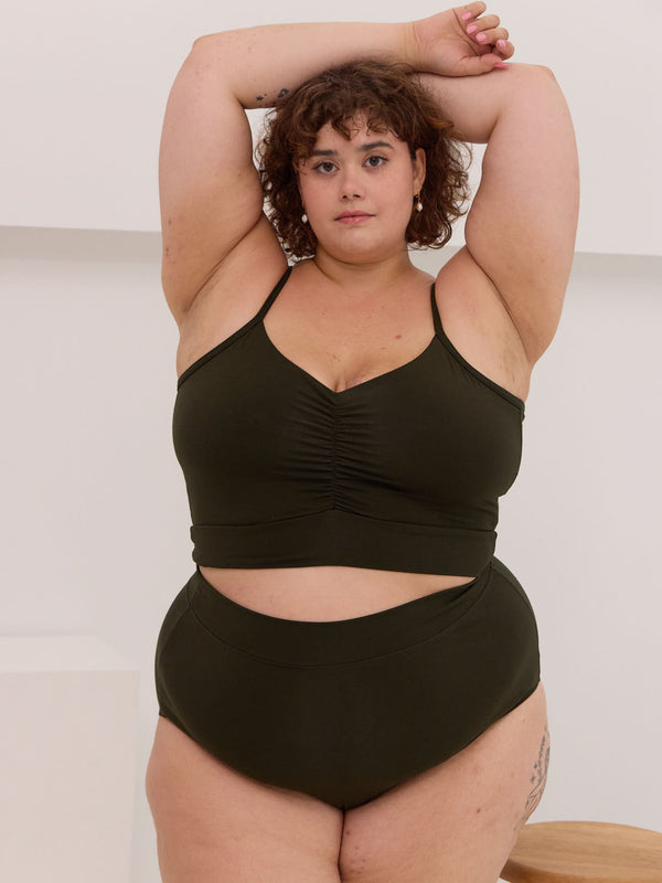 Dark green high rise bamboo underwear plus size