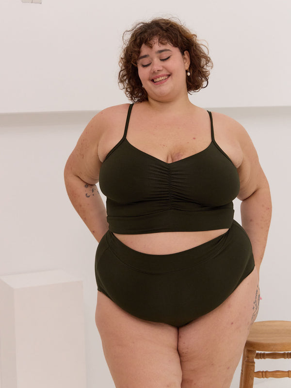 Dark green high rise bamboo underwear plus size