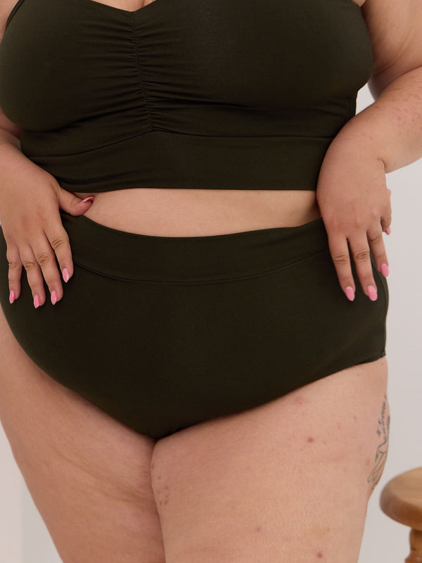 Dark green high rise bamboo underwear plus size