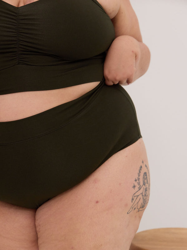 Dark green high rise bamboo underwear plus size