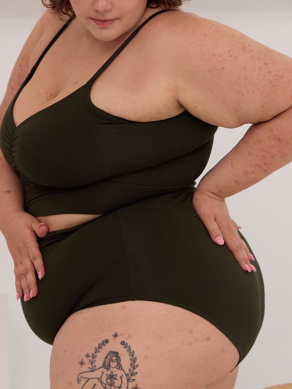 Dark green high rise bamboo underwear plus size