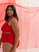 Wirefree reversible sports bra made in Canada in red