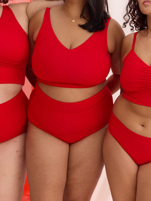 Wirefree reversible sports bra made in Canada in red