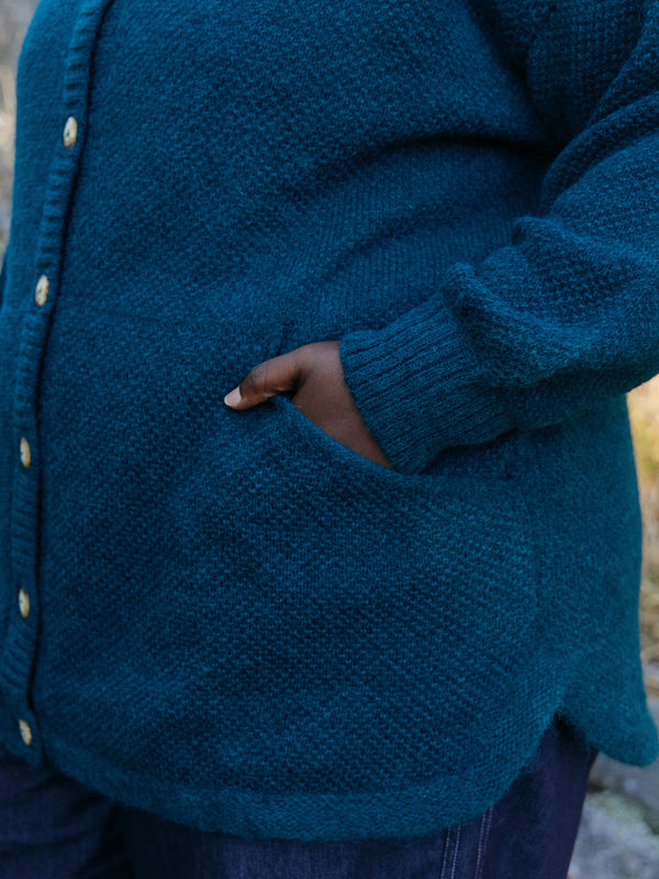 deep sea oversized Superfine Alpaca cardigan made in peru