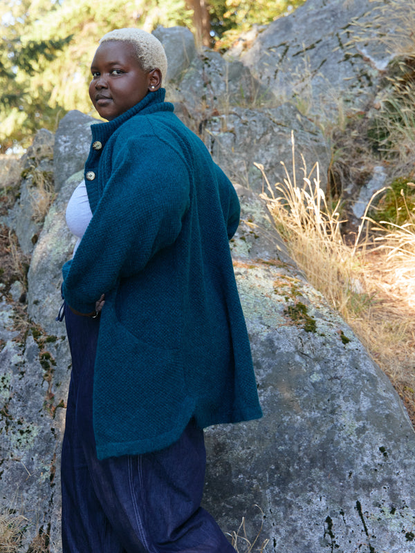 deep sea oversized Superfine Alpaca cardigan made in peru