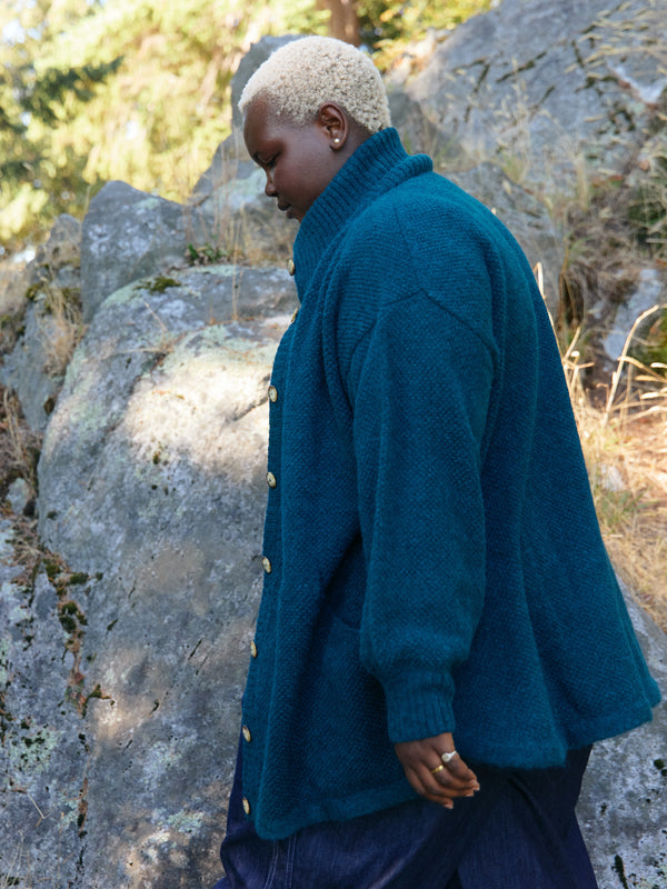deep sea oversized Superfine Alpaca cardigan made in peru