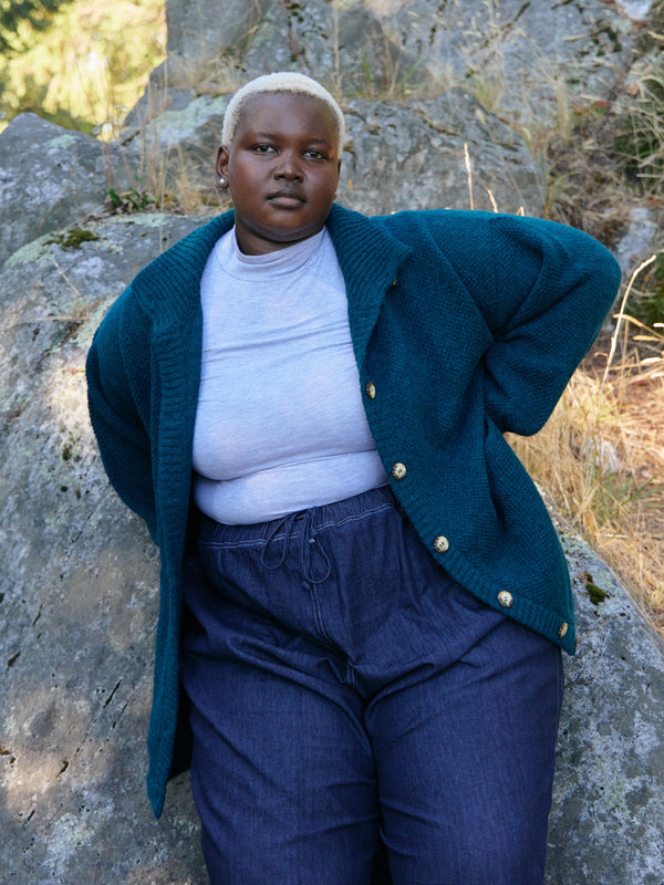 deep sea oversized Superfine Alpaca cardigan made in peru