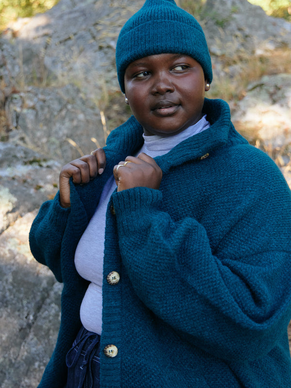 deep sea oversized Superfine Alpaca cardigan made in peru