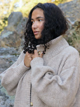 oatmeal oversized Superfine Alpaca cardigan made in peru