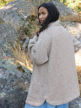 oatmeal oversized Superfine Alpaca cardigan made in peru