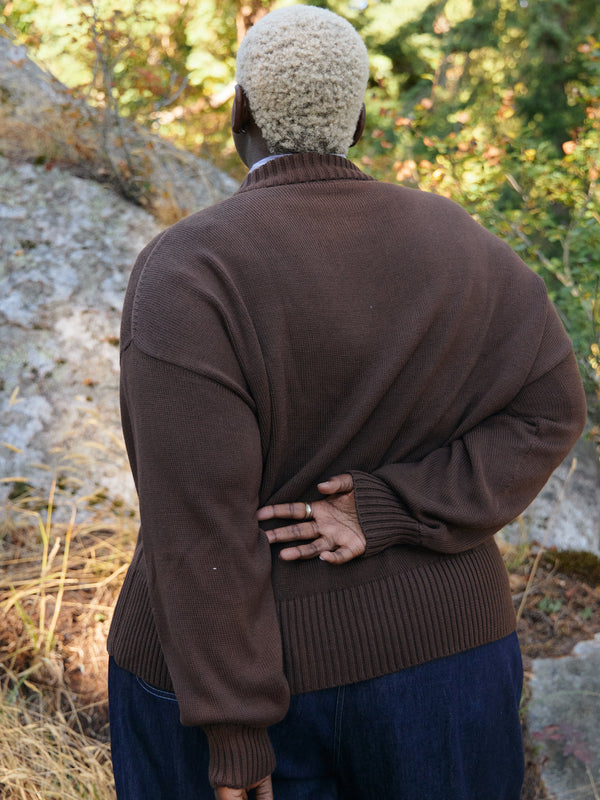 Pima Cotton oversized pullover plus size in chocolate brown. Made in Peru