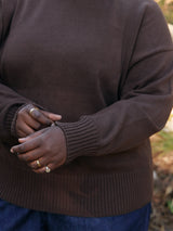 Pima Cotton oversized pullover plus size in chocolate brown. Made in Peru