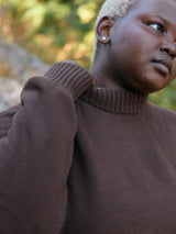 Pima Cotton oversized pullover plus size in chocolate brown. Made in Peru