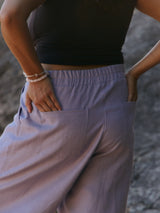 Lilac linen wide leg pants slow fashion