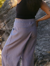 Lilac linen wide leg pants slow fashion