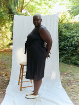 Free Label cold brew brown reversible sheath dress with tie